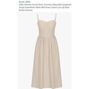 Joau Corset Dress Summer Spaghetti Strap Sweetheart Neck Lace Up Back Midi Sz L